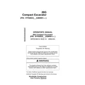 John Deere 26G Excavator manual cover