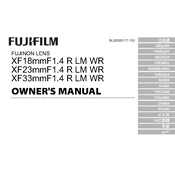 Fujifilm X-Mount Prime XF23mmF1.4 R LM WR Lens manual cover