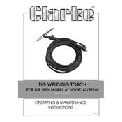 Clarke 6012232 Tig Welding Torch for Use AT162 manual cover