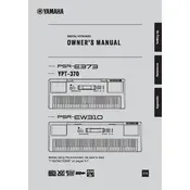 Yamaha PSR-E373 YPT-370 Keyboard manual cover