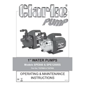 Clarke 7237002 SPE1200SS 1 Inch Water Pump manual cover