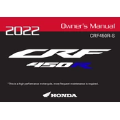 Honda CRF450R-S 2022 Motorcycle manual cover