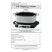 West Bend L5800B 84966RT Slow Cooker manual cover