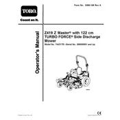 Toro Z Master Turbo Force Z419 74421TE Mower manual cover