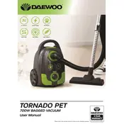 Daewoo Tornado Pet 700W Bagged Vacuum FLR00047 Vacuum Cleaner manual cover