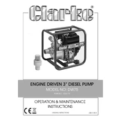 Clarke 7230175 DW75 Engine Driven 3 Inch Diesel Pump manual cover