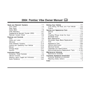 Pontiac Vibe 2004 manual cover