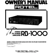 Rotel RB-1000 Amplifier manual cover