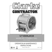 Clarke 3230482 CON350 110V 12 Inch Ventilator manual cover