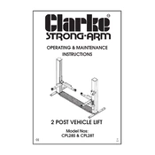 Clarke 7610180 CPL28S 2 Post Vehicle Lift manual cover