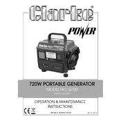 Clarke 8857800 G720 720W Portable Generator manual cover