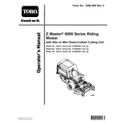 Toro Z Master 8000 Series 74310 Mower manual cover