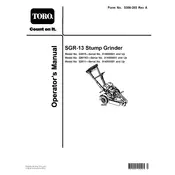 Toro SGR-13 22615 Stump Grinder manual cover