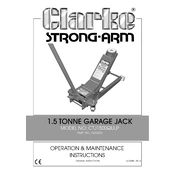 Clarke 7623075 CTJ1500QULP 1.5 Tonne Garage Jack manual cover