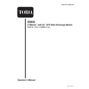 Toro Z Master Z283L 74216 Mower manual cover