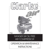 Clarke 2225070 Ranger 24 Oil Free Air Compressor manual cover