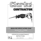 Clarke 6459010 CON850 850W Reciprocating Saw manual cover