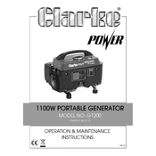 Clarke 8010110 G1200 1100W Portable Generator manual cover