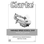 Clarke 6462147 CSS16VB Variable Speed Scroll Saw manual cover