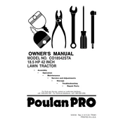 Poulan Pro CO18542STA Tractor manual cover