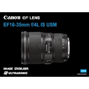 Canon Ultrasonic EF16-35mm f 4L IS USM manual cover