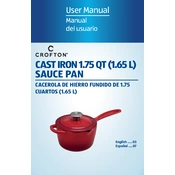 Crofton 51010 Cast Iron 1.75 QT Saucepan Red manual cover