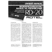 Rotel RD-20 Cassette Deck manual cover