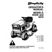 Simplicity 6011 Tractor manual cover