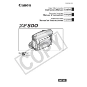 Canon ZR800 manual cover