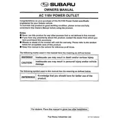 Subaru Forester 2.0XT Premium AC 110V Power Outlet 2014 manual cover